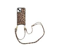Selencia Coque de télephone Nova avec cordon et porte-cartes pour Apple iPhone 15 - Leopard
