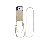 Selencia Coque de télephone Nova avec cordon et porte-cartes pour Apple iPhone 17 Pro - Beige
