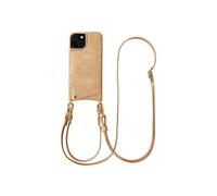 Selencia Coque de télephone Nova Croco avec cordon et porte-cartes pour Apple iPhone 15 - Toasted Almond