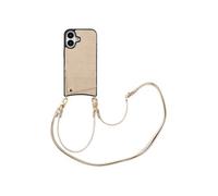 Selencia Coque de télephone Nova Croco avec cordon et porte-cartes pour Apple iPhone 16 - Beige