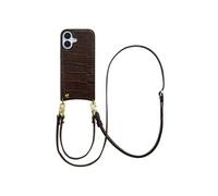 Selencia Coque de télephone Nova Croco avec cordon et porte-cartes pour Apple iPhone 17 - Choco Brown
