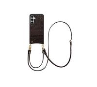 Selencia Selencia Coque de télephone Nova Croco avec cordon et porte-cartes Samsung Galaxy S25 FE Choco Brown Brun foncé