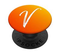 Coque de téléphone Orange Sunset Initial V Jaune Sunrise Lettre V PopSockets PopGrip Interchangeable