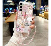 Coque de téléphone peinte transparente perforée avec bracelet attaché, coque de téléphone créative minimaliste à la mode anti-chute compatible avec Ip 17/Ip 17pro/Ip 17promax/ IP16/11/16pro/16plus/16p