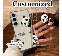 Coque de téléphone personnalisée avec motif panda, perforée, transparente, minimaliste et élégante, pour iPhone 16/11/Galaxy, compatible avec iPhone 11/12/13/16/15/16+/16Pro Max et Galaxy S23/S24/S25/