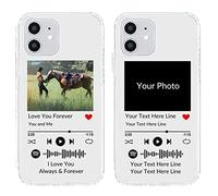 Coque de Téléphone Personnalisée de Style Musique Claire Compatible avec Apple iPhone 12 Mini, Coque de Téléphone à Code Numérisable Personnalisée avec Votre Photo et Vos Textes