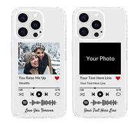 Coque de téléphone personnalisée pour iPhone 14 Pro, Couverture de Chanson Photo personnalisée avec Styles Spotify, Couverture de téléphone Transparente et Douce avec Plaque de Musique
