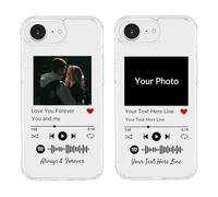 Coque de téléphone personnalisée pour iPhone 16 e, Couverture de Chanson Photo personnalisée avec Styles Spotify, Couverture de téléphone Transparente et Douce avec Plaque de Musique