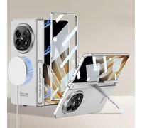 Coque de téléphone Pliable magnétique pour Oppo Find N5, Coque Tout Compris avec Support, Coque intégrée et Membrane (Argenté, pour Find N5)