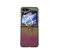 Coque de téléphone pour Galaxy Z Flip 5 avec anneau de support, dos brillant dégradé, protecteur d'écran trempé, mince, résistant aux chocs, coque de protection rigide en polycarbonate pour Samsung