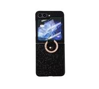 Coque de téléphone pour Galaxy Z Flip 5 avec anneau de support, dos brillant dégradé, protecteur d'écran trempé, mince, résistant aux chocs, coque de protection en polycarbonate rigide pour Samsung