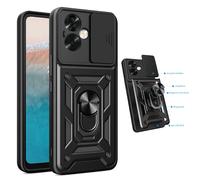 Coque de téléphone pour OPPO A20 A40m A3x A5x A5i A5m A6 Pro 4G 5G, Protection d'objectif coulissant d'appareil photo, support d'armure de qualité militaire noir