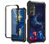 Coque de téléphone pour Samsung Galaxy A17 5G/A26 5G avec protecteur d'écran en verre trempé hybride double couche robuste en TPU souple PC rigide antichoc pour Samsung A17 5G 6,7" 2025, Fox Galaxy