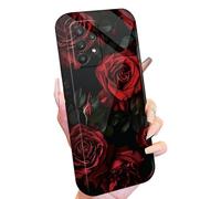 Coque de téléphone pour Samsung Galaxy A23 5G pour filles et femmes, fine et légère, motif fleurs de roses rouges, coque de protection intégrale en polycarbonate rigide, résistant aux chocs