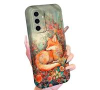 Coque de téléphone pour Samsung Galaxy A54 5G pour filles et femmes, fine et légère, à motif de renard mignon et fleurs de renard - coque de protection intégrale en polycarbonate rigide résistant aux