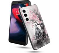 Coque de téléphone pour Samsung Galaxy S25 Plus 6,7" 2025 - Coque fine en silicone TPU souple avec statue de Bouddha avec motif fleurs pour femme - Coque de protection antichoc et anti-rayures pour