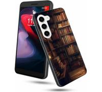 Coque de téléphone pour Samsung Galaxy S25 Plus 6,7" 2025 - Fine et souple en silicone TPU avec bibliothèque - Design livre pour femme - Coque de protection antichoc et anti-rayures pour Samsung S25+