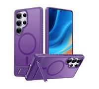 Coque de téléphone pour Samsung Galaxy S25/S24/S23 Plus Ultra avec support, compatible avec le chargement sans fil magnétique, offrant trois positions de support, et conçue pour être résistante aux