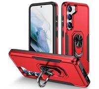 Coque de téléphone pour Samsung S23 Plus, anneau de support rotatif à 360°, double couche robuste, protection intégrale militaire antichoc compatible avec Samsung Galaxy S23 Plus, rouge et noir