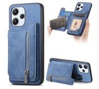 Coque De Téléphone Rétro Avec Portefeuille Et Carte Magsafe Pour Redmi 12 / Note 12r / Poco M6 Pro 5g, Bleu