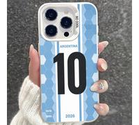 Coque de téléphone style maillot Argentine n°10, bleu et blanc nid d'abeille soft shell, impression commémorative, antichoc, anti-poussière et étanche, pour 17 Pro Max/17 Pro/17/16 Pro Max/16 Pro/16/1