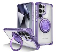 Coque De Téléphone Transparente Avec Support Pliable Magnétique Rotatif,Étui Antichoc Pour Samsung S25 Edge S24 S23 Plus Fe S21 Ultra Armor.Purple.Étui Et Support