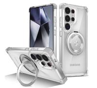 Coque De Téléphone Transparente Avec Support Pliable Magnétique Rotatif,Étui Antichoc Pour Samsung S25 Edge S24 S23 Plus Fe S21 Ultra Armor.Transparent.Étui Et Support