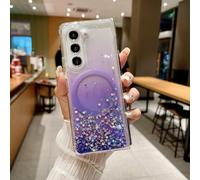 Coque de téléphone Transparente magnétique à Paillettes dégradées de Luxe pour Samsung Z Fold 5 ZFold 4 Fold 3, Couverture Antichoc en Acrylique Dur, Violet, pour Galaxy Z Fold 4