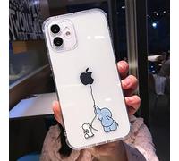 Coque de téléphone Transparente pour Couple de Chat de Dessin animé Mignon pour iPhone 13 Pro Max 12 11 X XR XS 7 8 Plus Coque Souple Antichoc Transparente drôle, éléphant de Corde, pour iPhone X