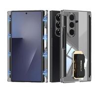 Coque De Transparente pour Samsung Galaxy Z Trifold, Couvercle À Double Axe Central avec Support De Bracelet Rotatif - Charnière Et Protection De L'écran Et De L'objectif (Noir,Pas de Film)