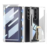 Coque De Transparente pour Samsung Galaxy Z Trifold, Couvercle À Double Axe Central avec Support De Bracelet Rotatif - Charnière Et Protection De L'écran Et De L'objectif (Transparent,avec Film)