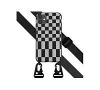 Coque design en silicone avec cordon amovible pour iPhone 11 - Irregular Check Black