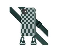 Coque design en silicone avec cordon amovible pour iPhone 11 - Irregular Check Green