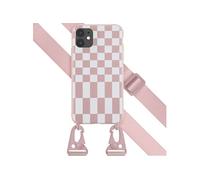Coque design en silicone avec cordon amovible pour iPhone 11 - Irregular Check Sand Pink