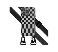 Coque design en silicone avec cordon amovible pour iPhone 13 Pro - Irregular Check Black