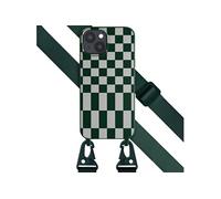 Selencia Selencia Coque design en silicone avec cordon amovible iPhone 15 Plus Irregular Check Green Vert