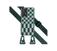 Selencia ?Coque design en silicone avec cordon amovible pour Samsung Galaxy A53 - Irregular Check Green