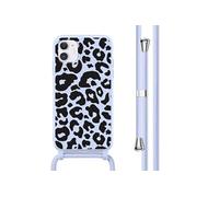 Coque design en silicone avec cordon pour iPhone 11 - Animal Lila