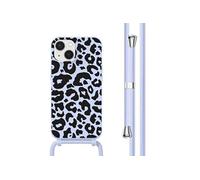 Coque design en silicone avec cordon pour iPhone 13 - Animal Lila