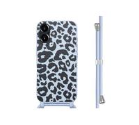 Coque design en silicone avec cordon pour iPhone 16 - Animal Lila