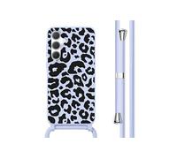 Coque design en silicone avec cordon pour Samsung Galaxy A35 - Animal Lila