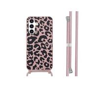 Coque design en silicone avec cordon pour Samsung Galaxy A36 - Animal Pink