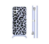 Coque design en silicone avec cordon pour Samsung Galaxy A55 - Animal Lila