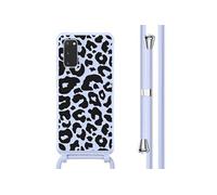 Coque design en silicone avec cordon pour Samsung Galaxy S20 - Animal Lila