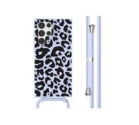 imoshion imoshion Coque design en silicone avec cordon pour Samsung Galaxy S22 Ultra Animal Lila Multicolore