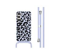 Coque design en silicone avec cordon pour Samsung Galaxy S23 - Animal Lila