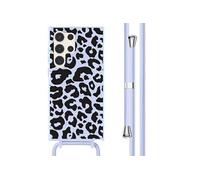 Coque design en silicone avec cordon pour Samsung Galaxy S23 Ultra - Animal Lila
