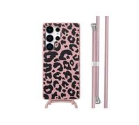 Coque design en silicone avec cordon pour Samsung Galaxy S25 Ultra - Animal Pink