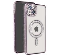 Coque - Diamant - iPhone 14 Plus - Contour Strass - Violet - Compatible MagSafe