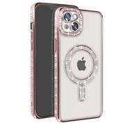 Coque - Diamant - iPhone 14 Plus - Strass Rose - MagSafe - Élégante - Rigide